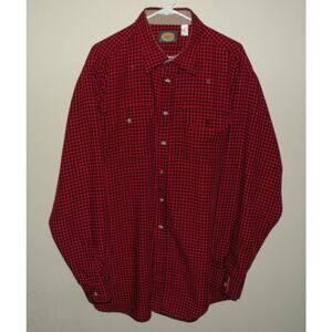 Vtg Cabela’s Men’s 2XLT XXL Tall LS Button Shirt Red Black Check Made USA